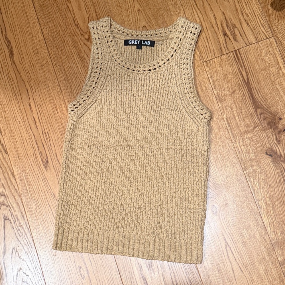 Grey Lab Camel Knit Sleeveless Top